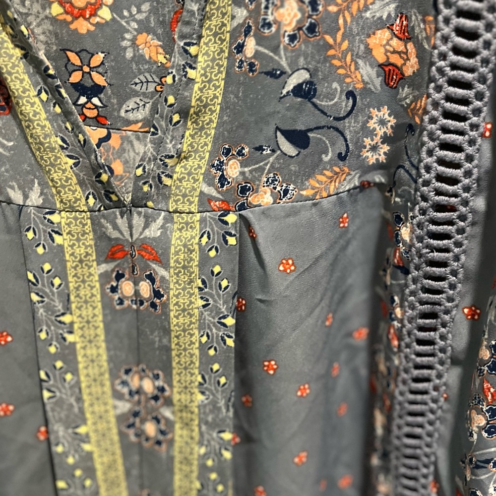 Knox Rose Blue Floral Boho Peasant Blouse - Picture 5 of 7